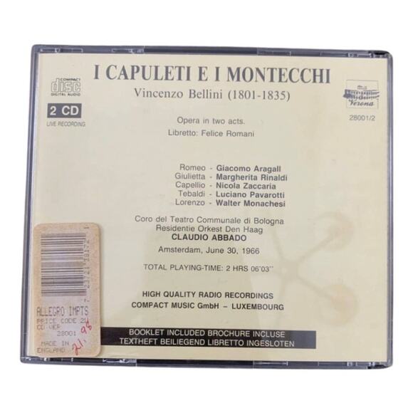 Vincenzo Bellini Luciano Pavarotti: I Capuleti E I Montecchi 2 CD Set MINT 1966 - Picture 4 of 5